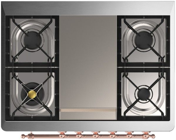 Ilve® Majestic III 36'' White Pro Style Dual Fuel Natural Gas Range with Triple Glass Door and Copper Trim-3