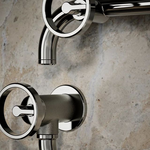 KOHLER® Billet® Vibrant Titanium Wall-Mount Pot Filler with Round Handle-3