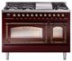 Ilve® Nostalgie II Noblesse 48'' Burgundy Pro Style Dual Fuel Range with Burnished Trim-0