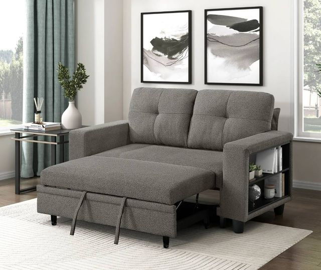 Homelegance® Robinson Dark Brown Loveseat with Pull-Out Bed, Shelves, and Charging Ports-3