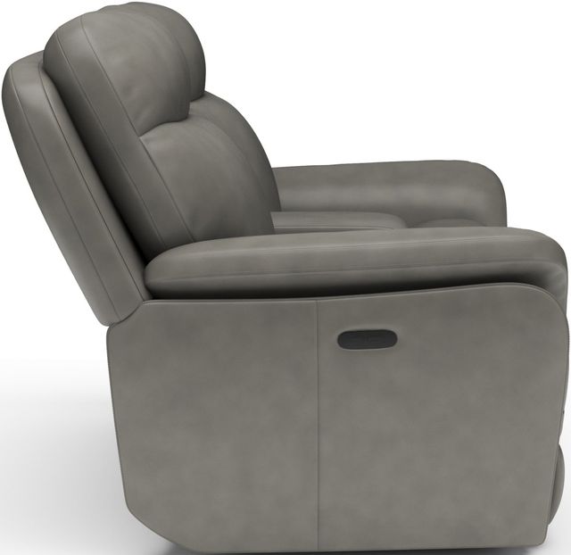 Flexsteel® Zoey Gray Power Reclining Loveseat with Console and Power Headrests-3