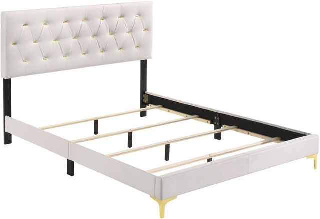 Coaster® Kendall White Queen Upholstered Panel Bed-1