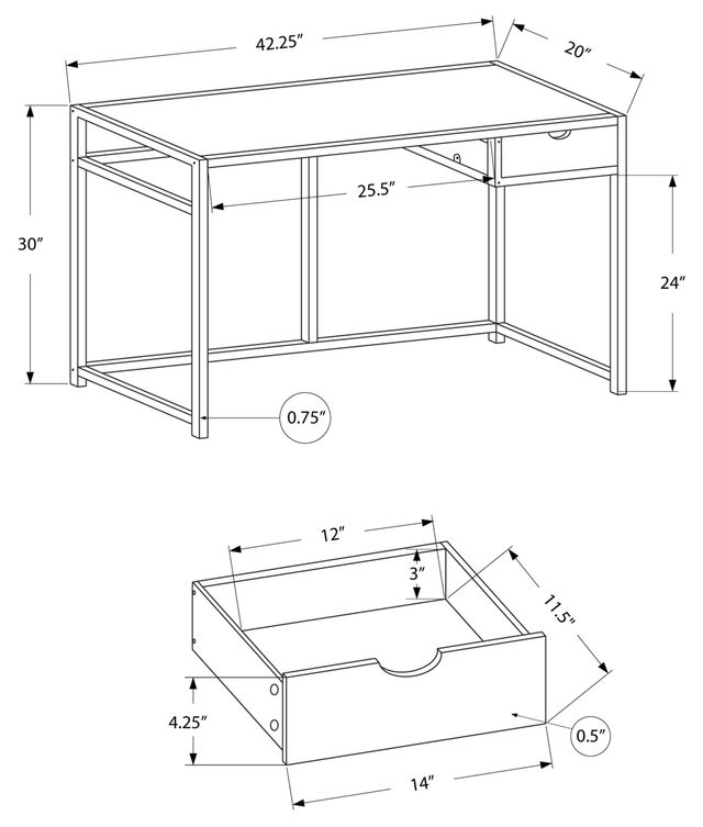Monarch Specialties Inc. Dark Taupe 42" Computer Desk-3