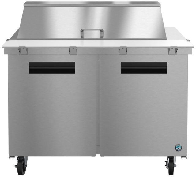 Hoshizaki 48" 13.66 Cu. Ft. Stainless Steel Two Section Mega Top Prep Table Refrigerator with Enamel Coated Evaporator Coil-0