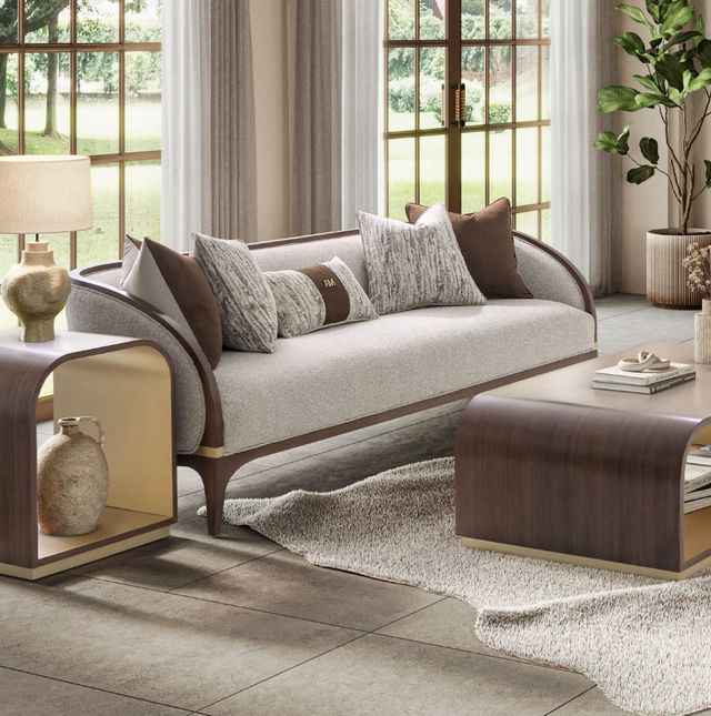 Michael Amini® Houston Gray/Walnut Sofa-1