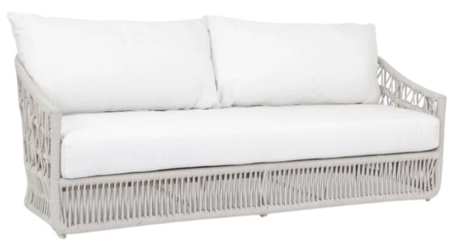 Sunset West Dana Natural Linen Aluminum/Olefin Rope Outdoor Sofa with Linen Canvas Cushion-0
