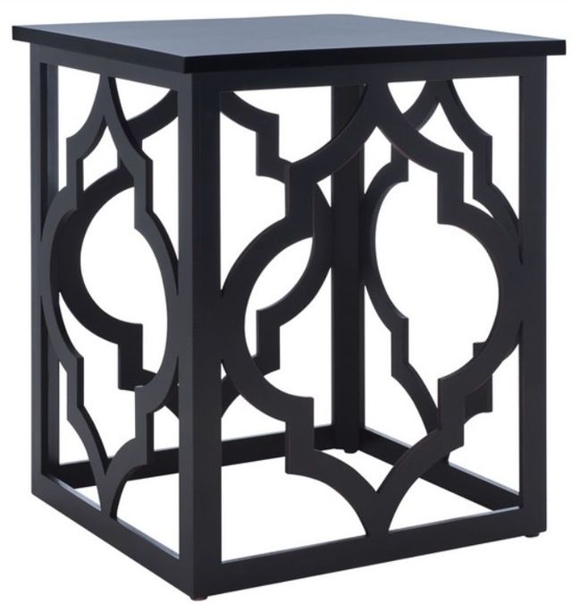 Safavieh Milo Black Leaf Trellis End Table-0