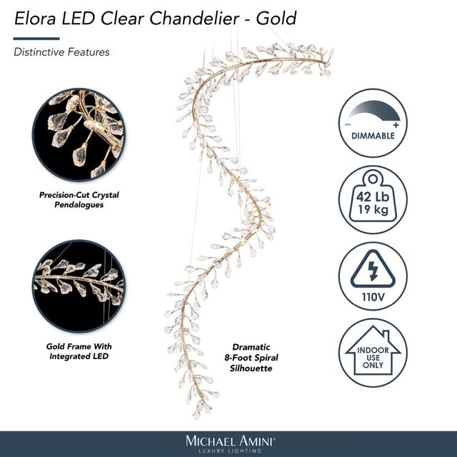 Michael Amini® Elora Clear/Gold LED Chandelier-3