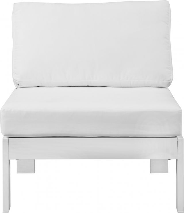 Meridian Furniture Nizuc White Waterproof Fabric Outdoor Patio Aluminum Armless Chair-3