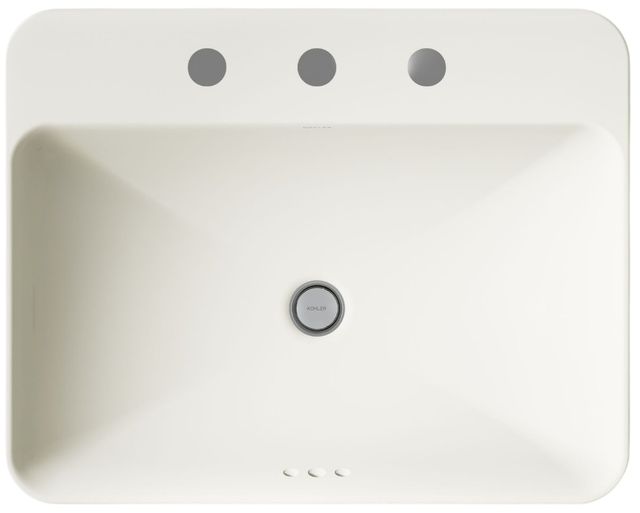 Kohler Vox® Biscuit 23" 3 Faucet Holes Rectangular Vessel Bathroom Sink-1