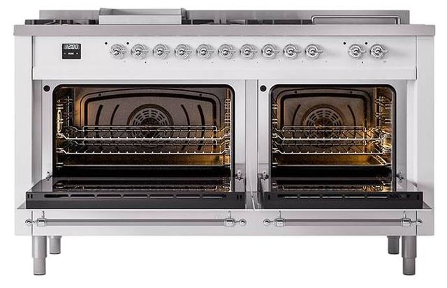 Ilve® Nostalgie II Noblesse 60'' Custom RAL Color Pro Style Dual Fuel Range with Chrome Trim-1