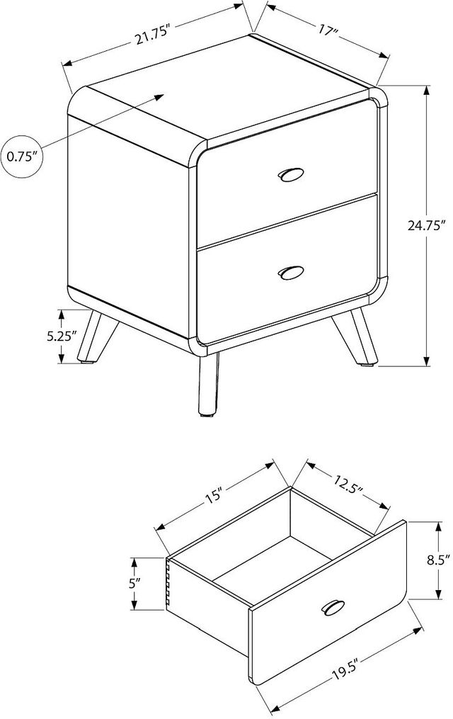 Monarch Specialties Inc. Grey/Walnut Nightstand-1