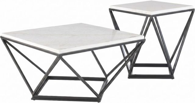Elements International Riko 2-Piece White Occasional Table with Black Frame Set-0