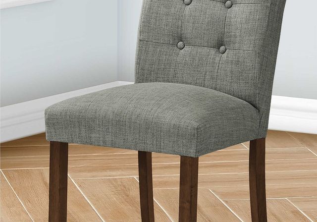 Monarch Specialties Inc. 2-Piece Grey/Walnut 38" Upholstered Dining  Side Chairs Set-1