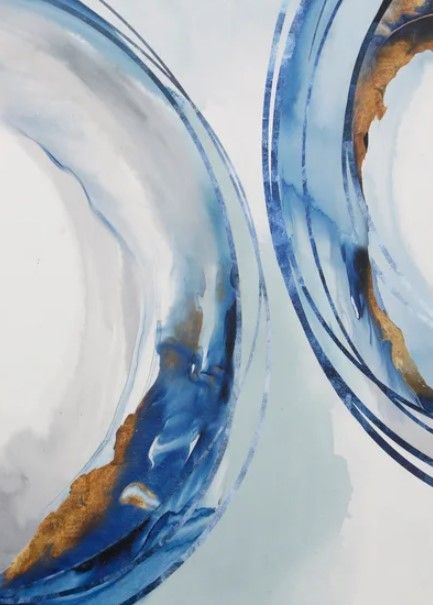 Stylecraft Blue Water Rings II Blue/Brown/Off-White Wall Art-1