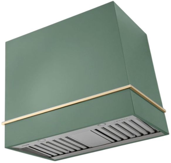 AGA Loge 36" Mineral Green Wall Mounted Range Hood with Polished Brass Trim-0