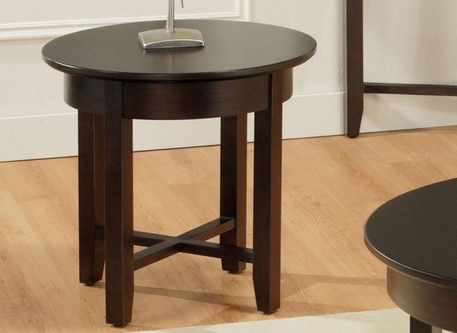Handstone Customizable Demilune Espresso Round End Table | Marshall's Home Living | Kelowna, BC