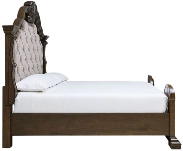 Signature Design by Ashley® Maylee Beige/Dark Brown King Upholstered Panel Bed-2