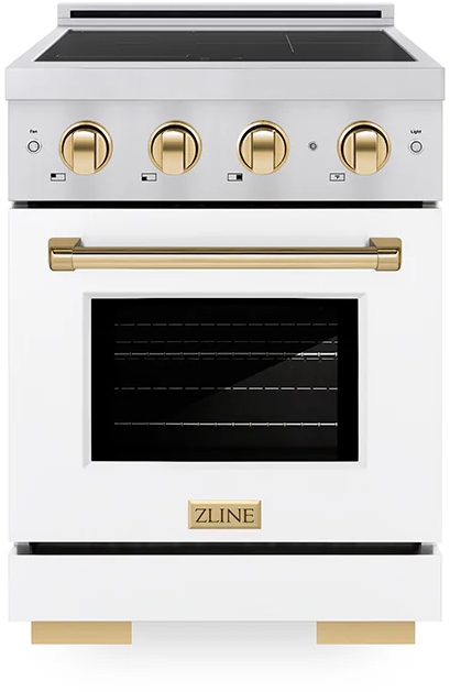 ZLINE 24" 3.2 cu. ft. Autograph Edition Paramount Stainless Steel with White Matte Door & Polished G