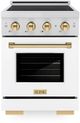 ZLINE Autograph Edition Paramount 24" Stainless Steel Pro Style Induction Range with White Matte Door and Polished Gold Accents-0