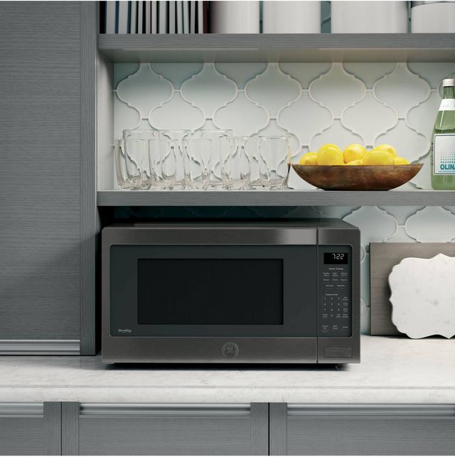 GE Profile™ 2.2 Cu. Ft. Black Stainless Steel Countertop Sensor Microwave-4