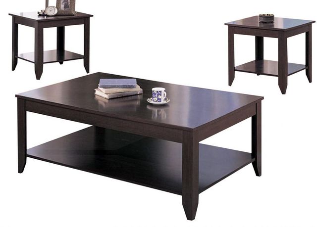 Coaster® Brooks 3-Piece Cappuccino Occasional Table Set with Lower Shelf-0