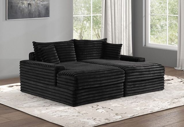 Furniture of America® Tavedestrand Black Double Chaise Sofa-1