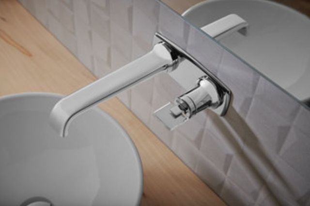 Brizo Allaria® Polished Chrome 2-Hole Single-Handle Lavatory Faucet with Clear Handle -1