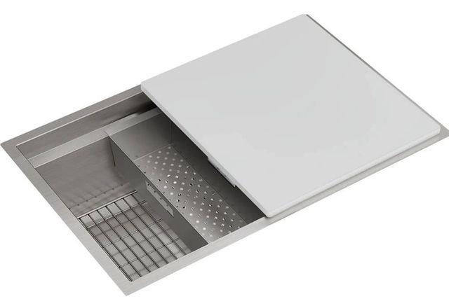 Elkay Circuit Chef® Workstation Stainless Steel 33" x 21" Single Bowl Undermount Sink Kit with White Polymer Boards-2