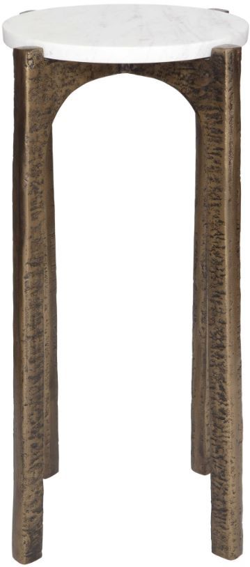 Uttermost® Vivi White Drink Table with Antique Brass Legs-3