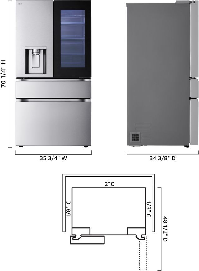 LG 36 in. 28.6 Cu. Ft. PrintProof™ MyColor™ Stainless Steel French Door Refrigerator-14