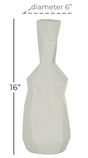 Deco Marche White Ceramic Geometric Vase-2