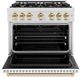 ZLINE Autograph Edition 36" Satin Stainless Steel Pro Style Dual Fuel Range with White Matte Door and Polished Gold Accents-3
