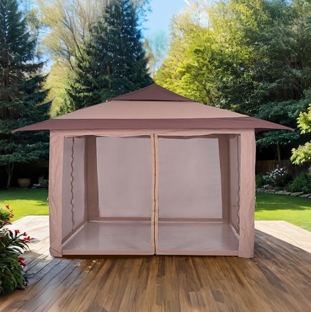 Furniture of America® Genoa Brown Pop Up Gazebo-1