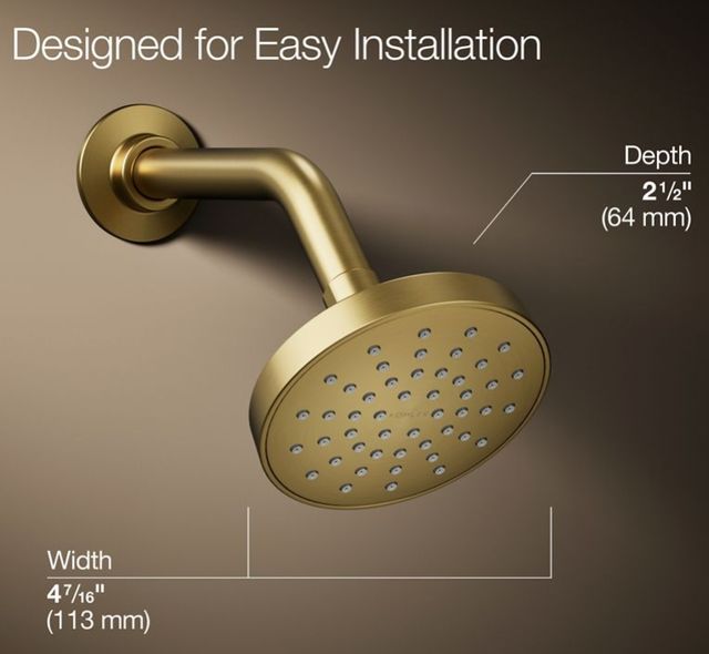 KOHLER® Elate® Vibrant Brushed Moderne Brass 1.5 GPM Single-Function Showerhead-3