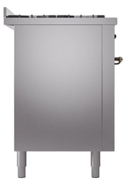 Ilve® Nostalgie II Noblesse 60'' Stainless Steel Pro Style Dual Fuel Range with Burnished Trim-2
