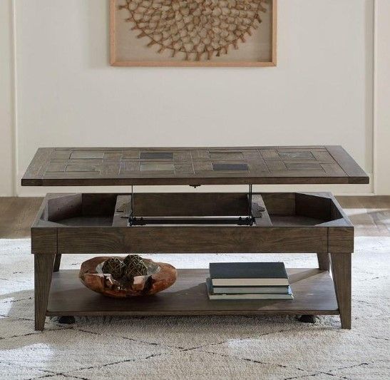 Liberty Furniture Arrowcreek Weathered Stone Lift Top Cocktail Table-2