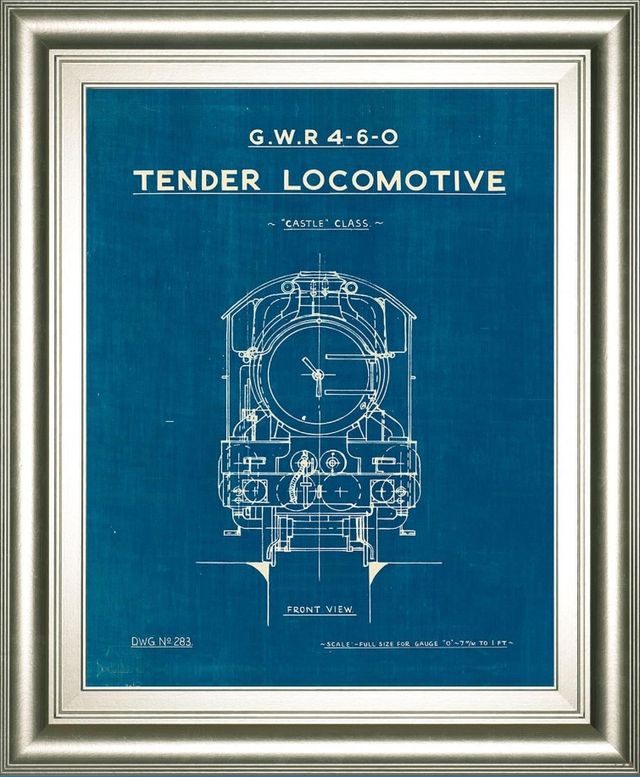 Classy Living Wild Apple Locomotive Blueprint II Wall Art-0