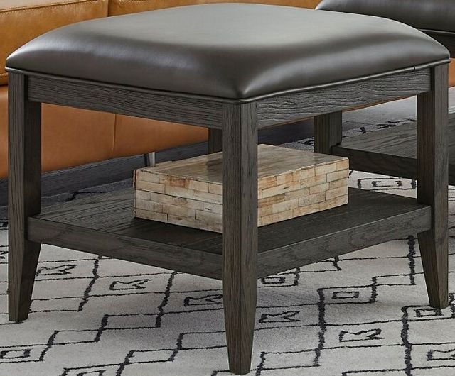 Null Furniture Manhattan Bunching Black/Espresso Leather Ottoman -0