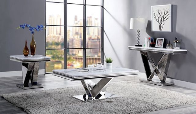 Furniture of America® Villarsglane Chrome Sofa Table-1