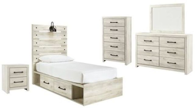 Signature Design by Ashley® Cambeck 4-Piece Whitewash Twin Panel Bed Set -0