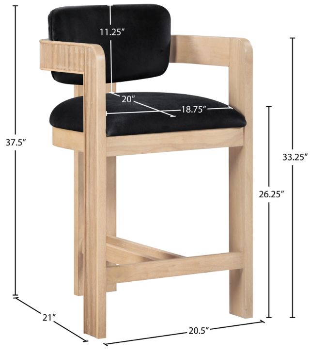 Meridian Furniture Sacha Black/Natural Upholstered Counter Stool-2