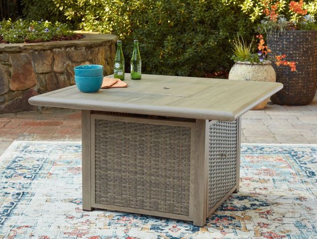 Signature Design by Ashley® Cliff Trails Beige Aluminum/Woven Outdoor Fire Pit Table-5