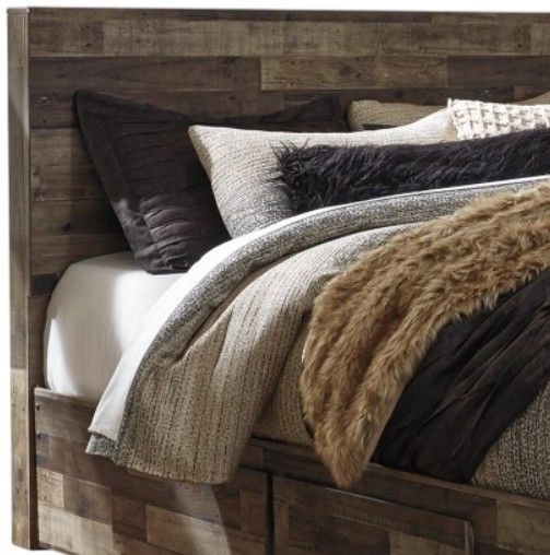 Benchcraft® Derekson Multi Gray Queen 2-Drawer Storage Panel Bed-1