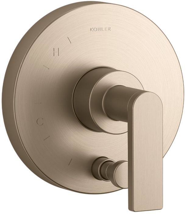 KOHLER® Composed® Rite-Temp® Vibrant Brushed Bronze Valve Trim with Push-Button Diverter and Lever Handle-0