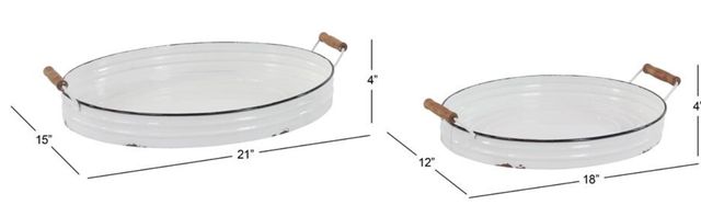 Deco Marche 2-Piece White Tray with Handles Set-3