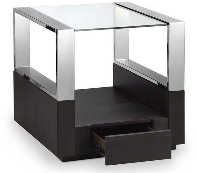 Magnussen Home® Revere Glass Top End Table with Graphite Base-1