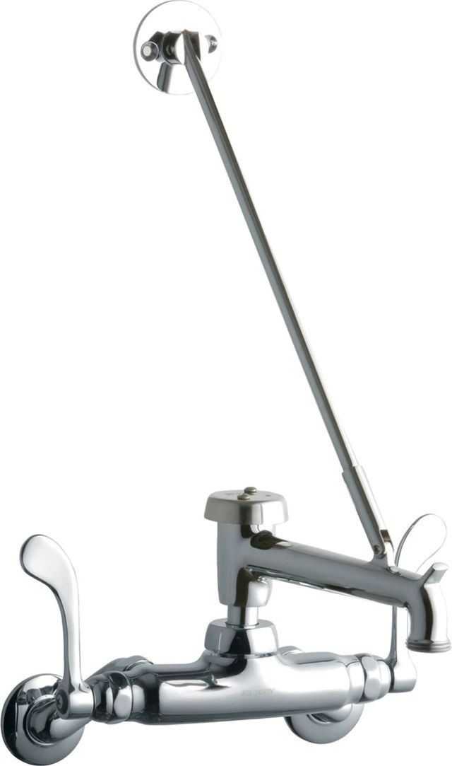 Elkay Chrome Service/Utility Single Hole Wall Mount Faucet with Wristblade Handle-0
