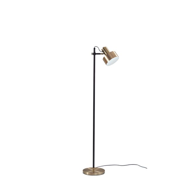 Adesso® Clayton Matte Black And Antique Brass Floor Lamp-0