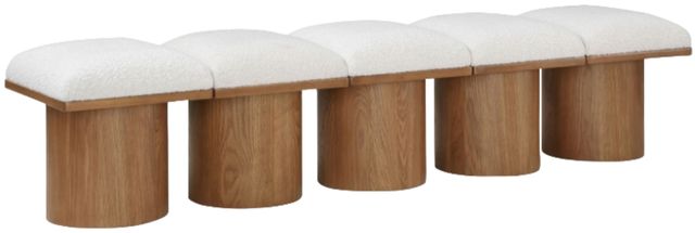 Meridian Furniture Pavilion 5-Piece Cream/Walnut 78" Modular Bench Set-0